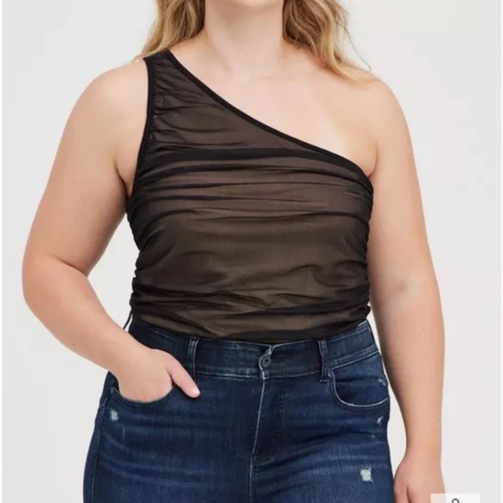 Torrid Mesh One Shoulder Contrast Lining Top Size 3X Foxy Knit Sexy Date Night